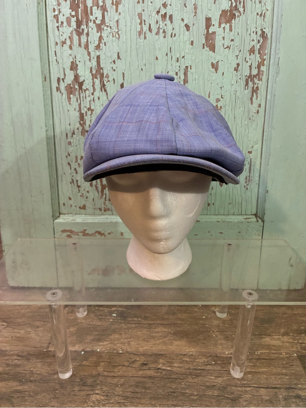 Men’s blue plaid epoch newsboy cap